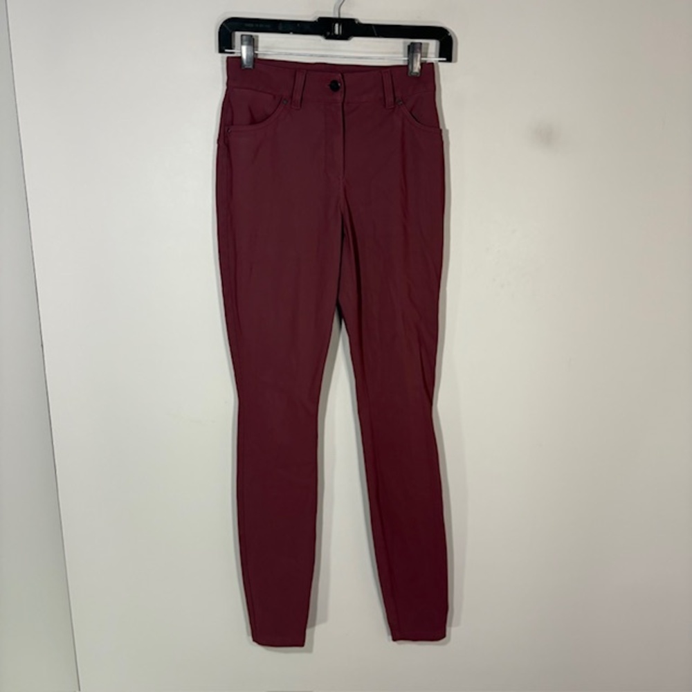 Lululemon Pants Womens 25 Red Twill Jegging Skinny Zip Fly Pockets Logo Stretch